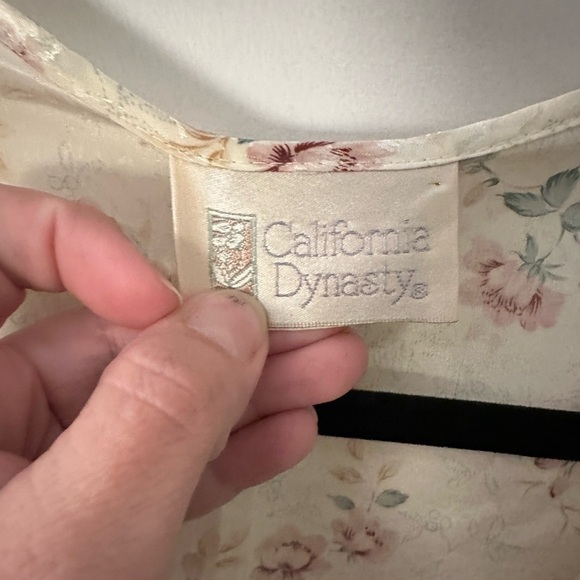 CALIFORNIA DYNASTY Vintage woman floral lace cream satin dainty feminine robe 1X - Picture 5 of 14